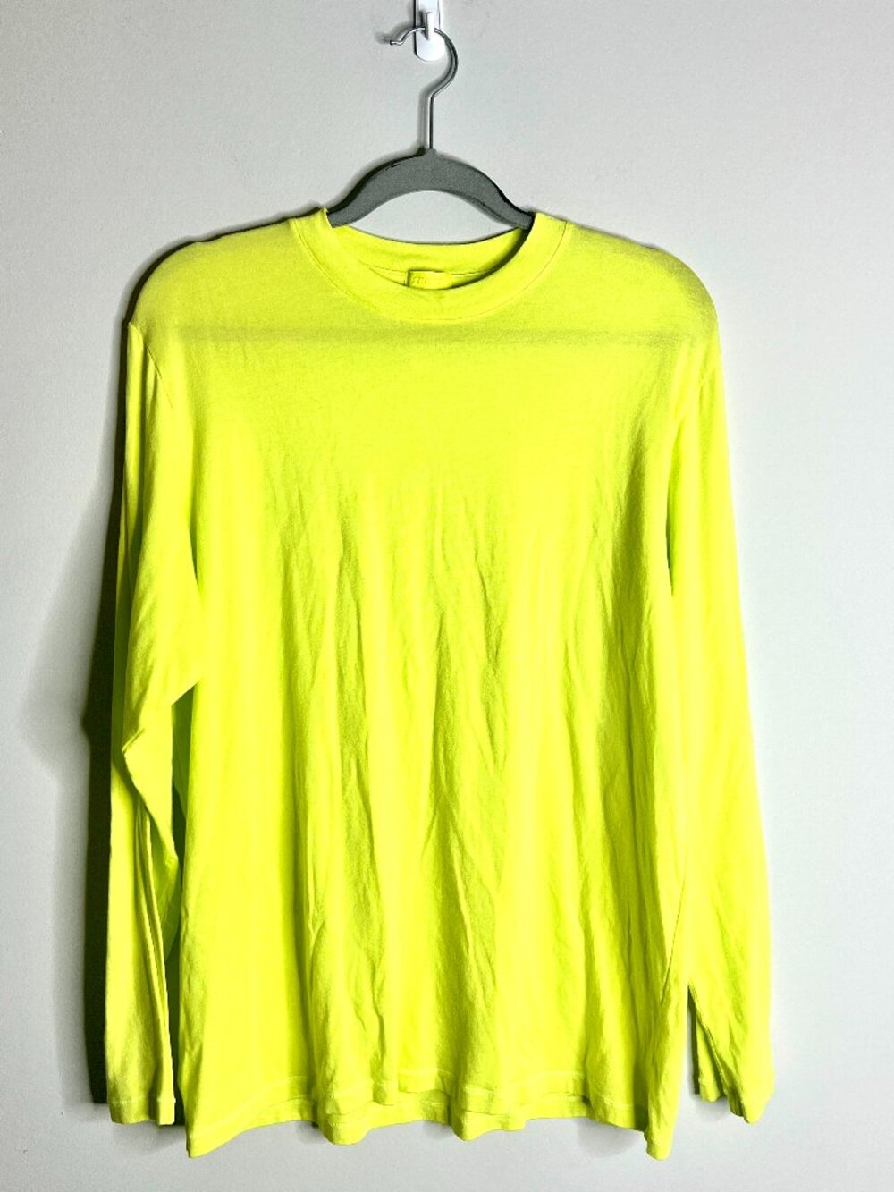 Skims Boyfriend Long Sleeve T-Shirt Lounge Bright Neon Yellow Comfy Athleisure L - Picture 2 of 4